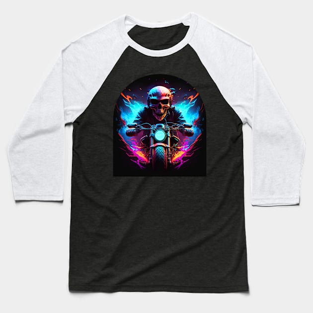 Seraphic Skeletal Ghost Motorbike Baseball T-Shirt by gibah